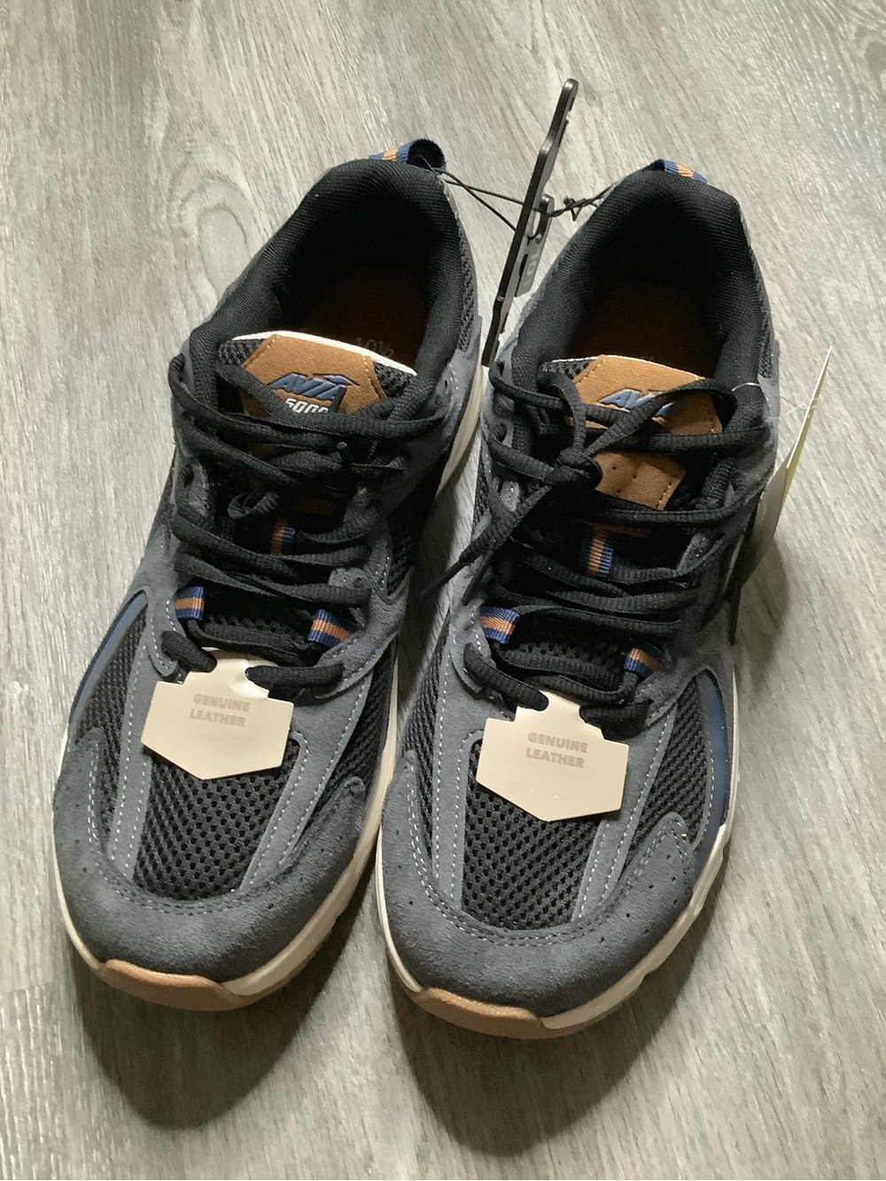 Avia Men's Black and Gray Lace-Up Sneakers with Tan Accents